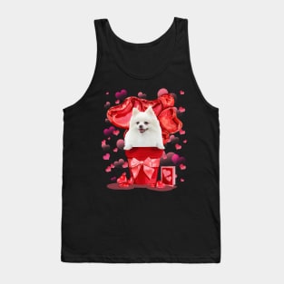 White Pomeranian In Red Pot Happy Valentine's Day Tank Top